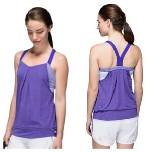 LULULEMON Rest Less Tank Heathered Bruised Berry/Wee Stripe Bruised Berry